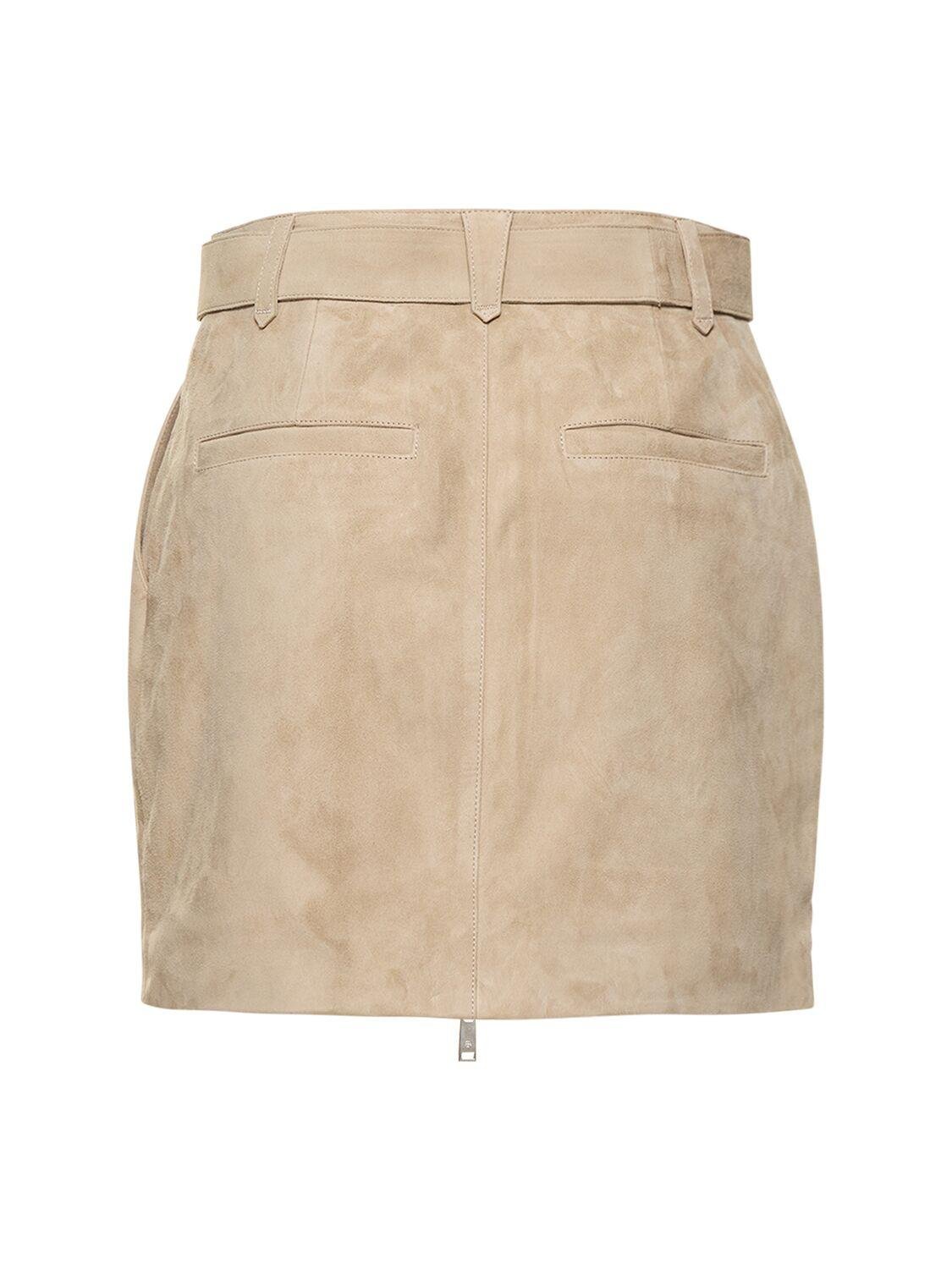 Anine Bing Ana Leather Mini Skirt in Natural Lyst UK