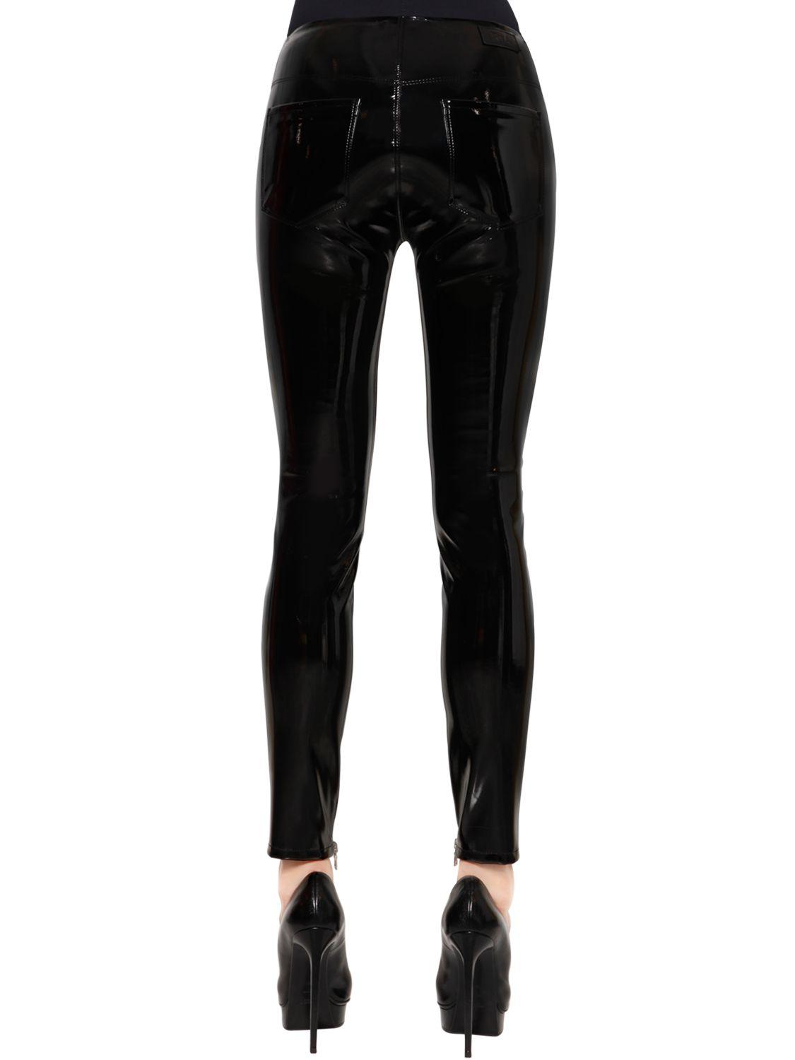 RTA Skinny Faux Patent Leather Pants W/ Zips in Black - Lyst