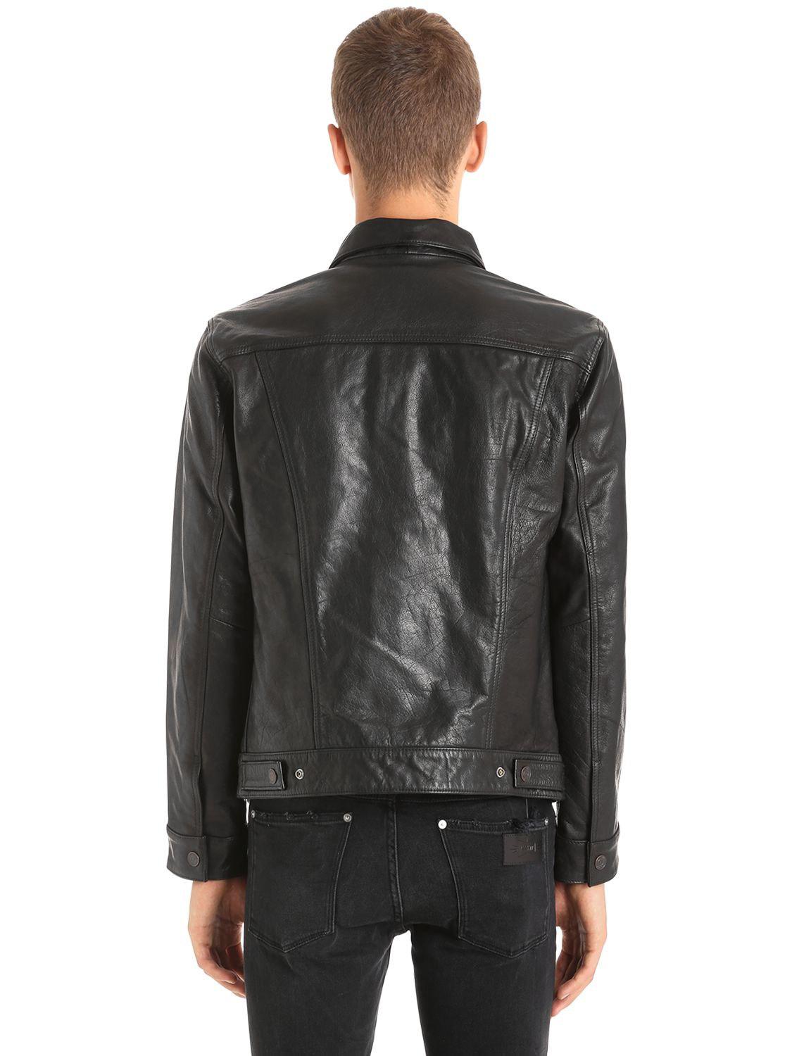 Levi's The Trucker Leather Jacket in Black for Men | Lyst