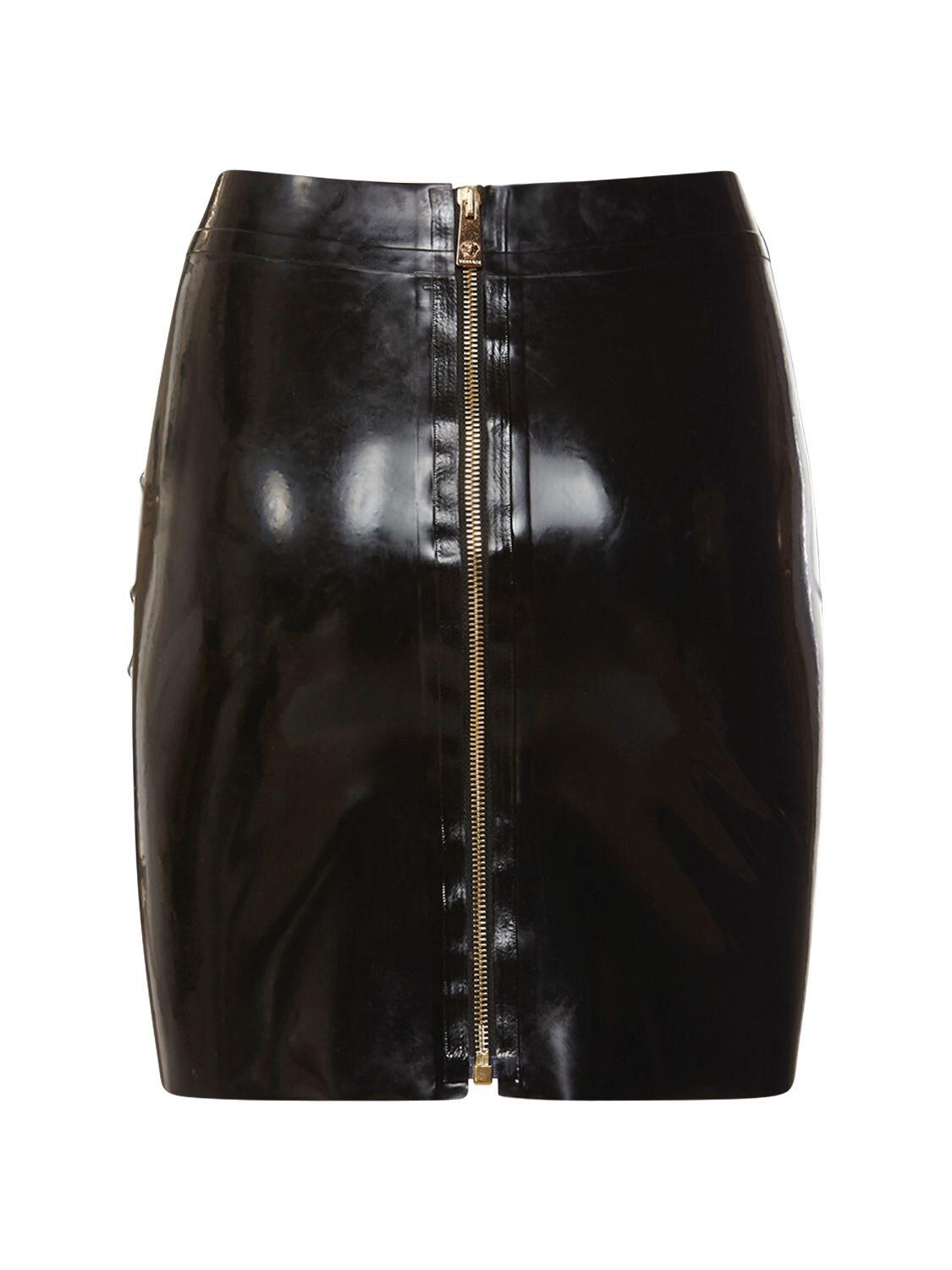 Versace Latex Mini Skirt in Black | Lyst