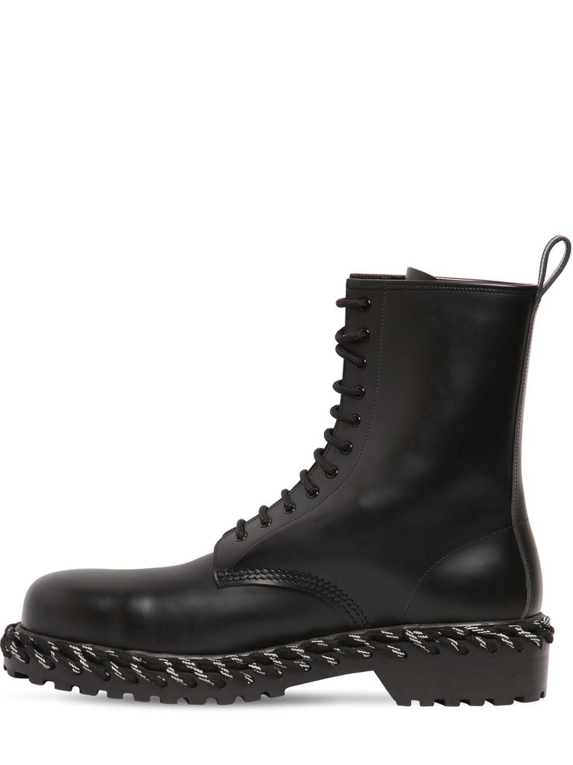 Balenciaga Lace Detail Military Boots in Black for Men - Lyst
