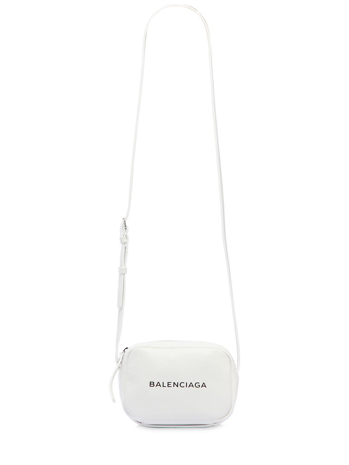 BALENCIAGA Calfskin Logo S Everyday Camera Bag White 1141657