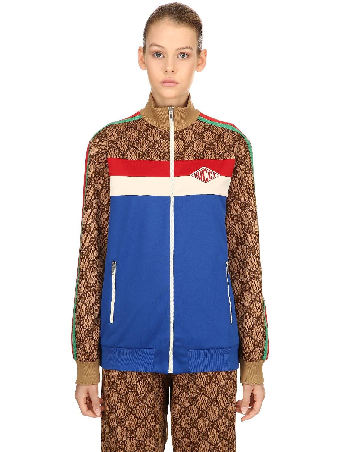 Gucci GG Technical Jersey Jacket in Blue/Brown (Blue) - Save 38% - Lyst