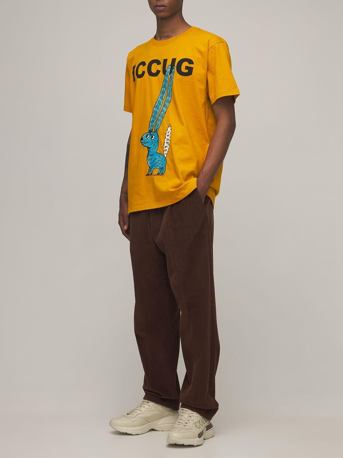 Gucci Iccug Animal Print Cotton T-shirt in Yellow for Men | Lyst