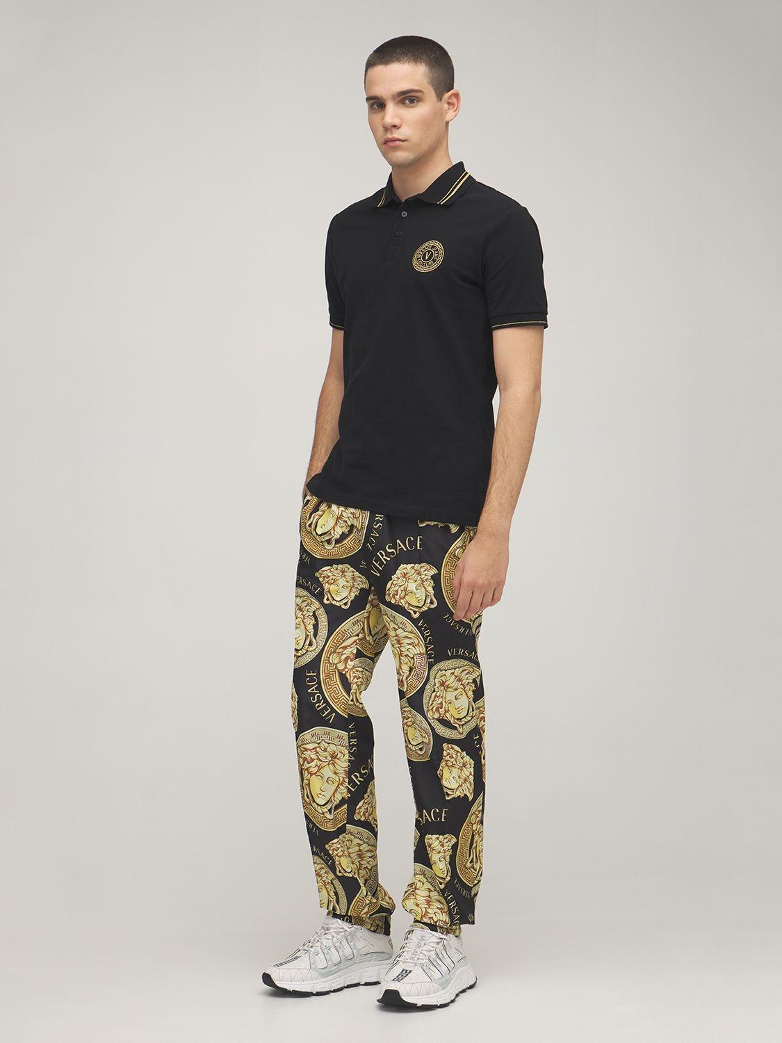Versace Trigreca Logo Mesh \u0026 Leather Sneakers in White/Gold (White) for Men  - Lyst