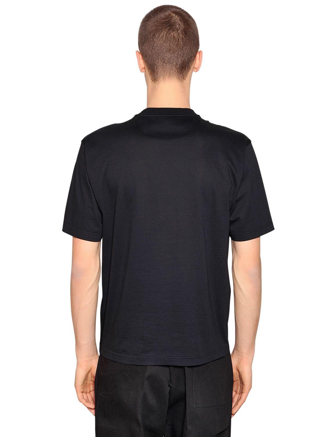 Prada Cotton Jersey Tshirt W/ Nylon Pocket in Black for Men Lyst
