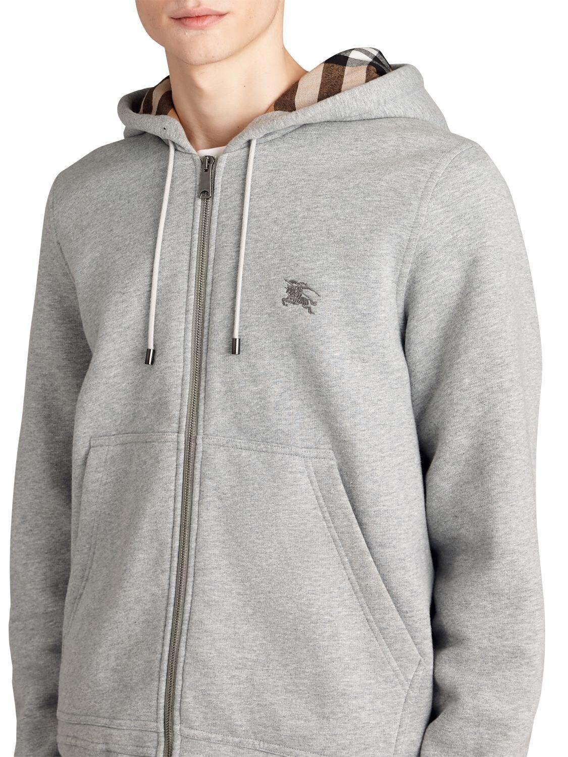 Burberry Zip-up Sweatshirt Hoodie W/ Check Lining in Gray for Men | Lyst