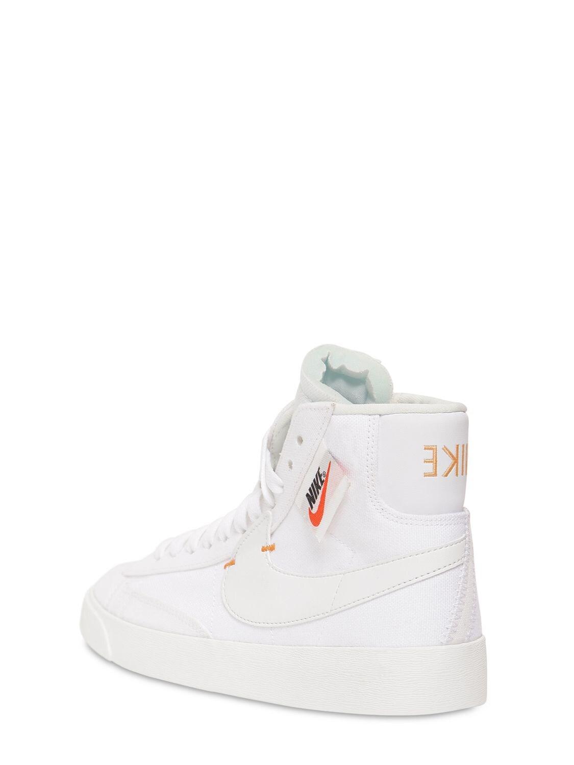 Nike Canvas Blazer Mid Rebel High Top Sneakers in White & Orange (White) |  Lyst