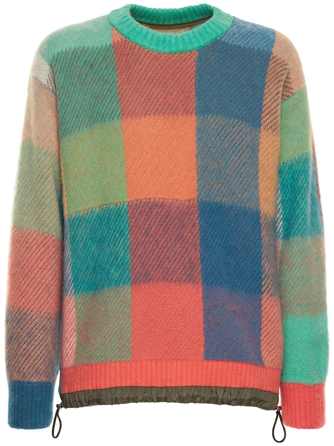 Sacai Plaid Knit Pullover for Men | Lyst