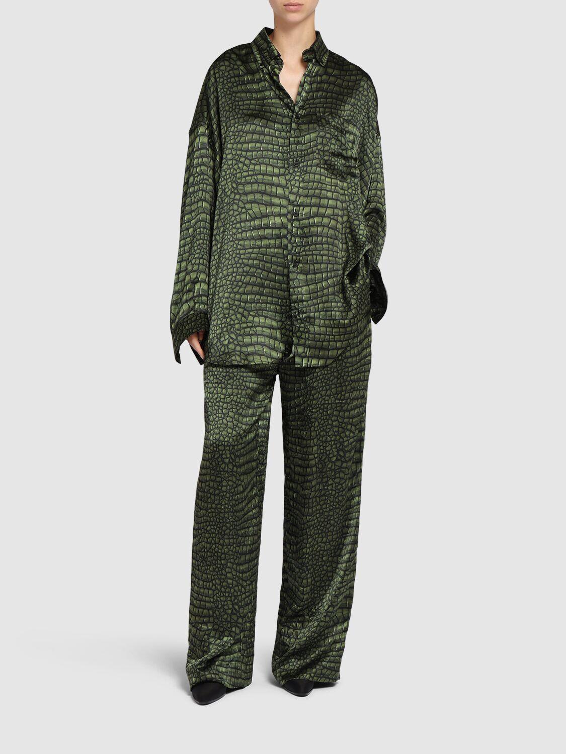 Balenciaga Satin Pajama Pants in Green Lyst UK