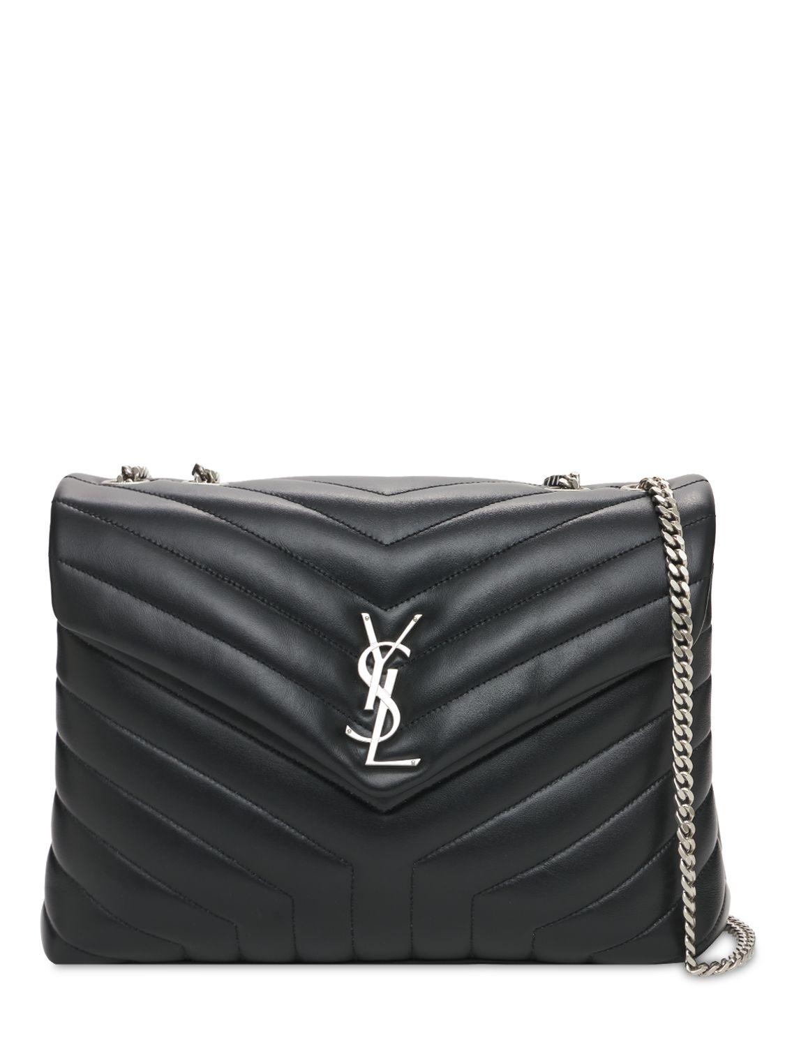 ysl loulou medium in quilted y leather black