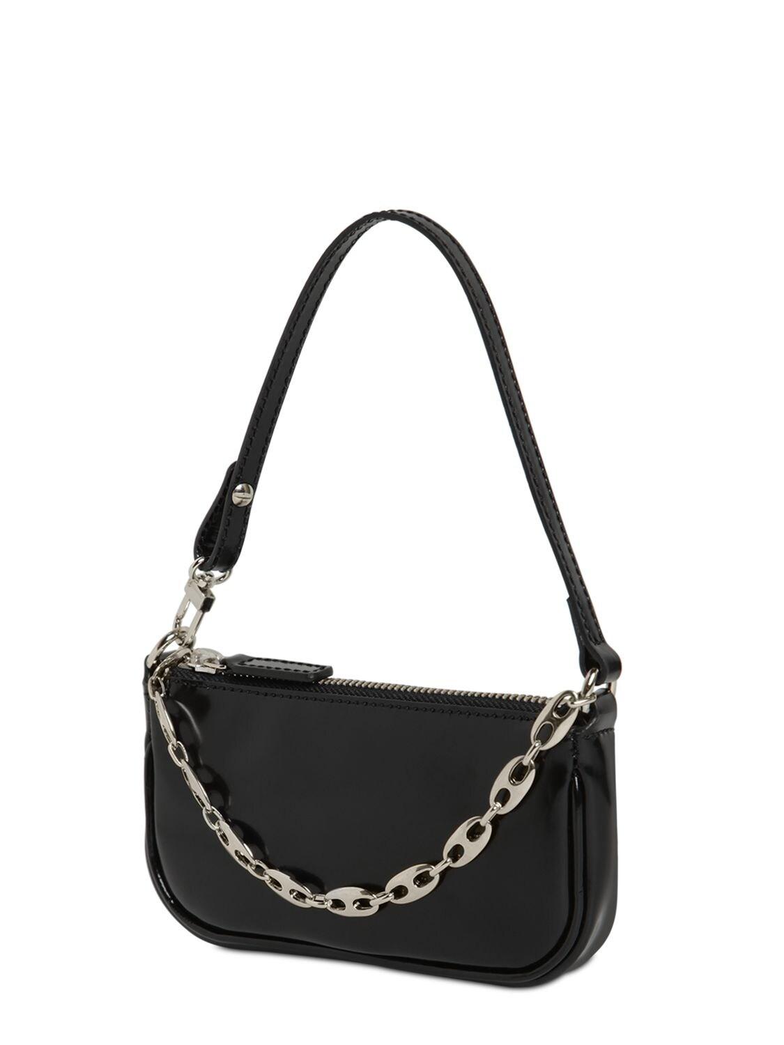 BY FAR Rachel Mini Patent Leather Shoulder Bag in Black - Save 32 