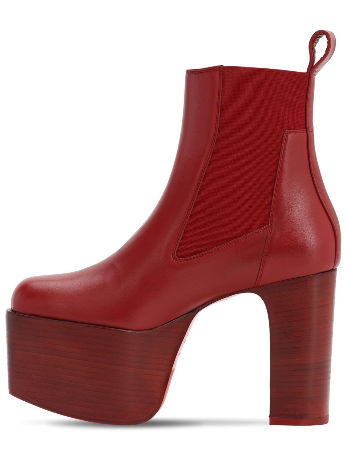 Rick Owens 115mm Kiss Leather Boots W/ Elastic in Red - Lyst