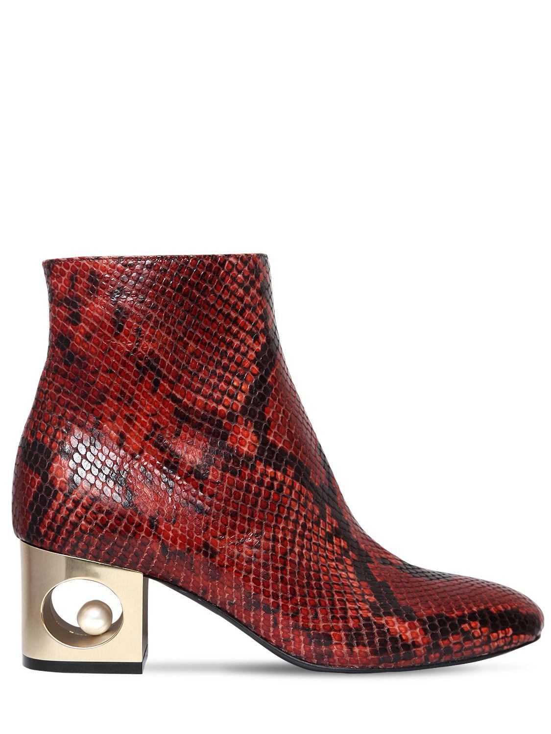 bottines serpent rouge