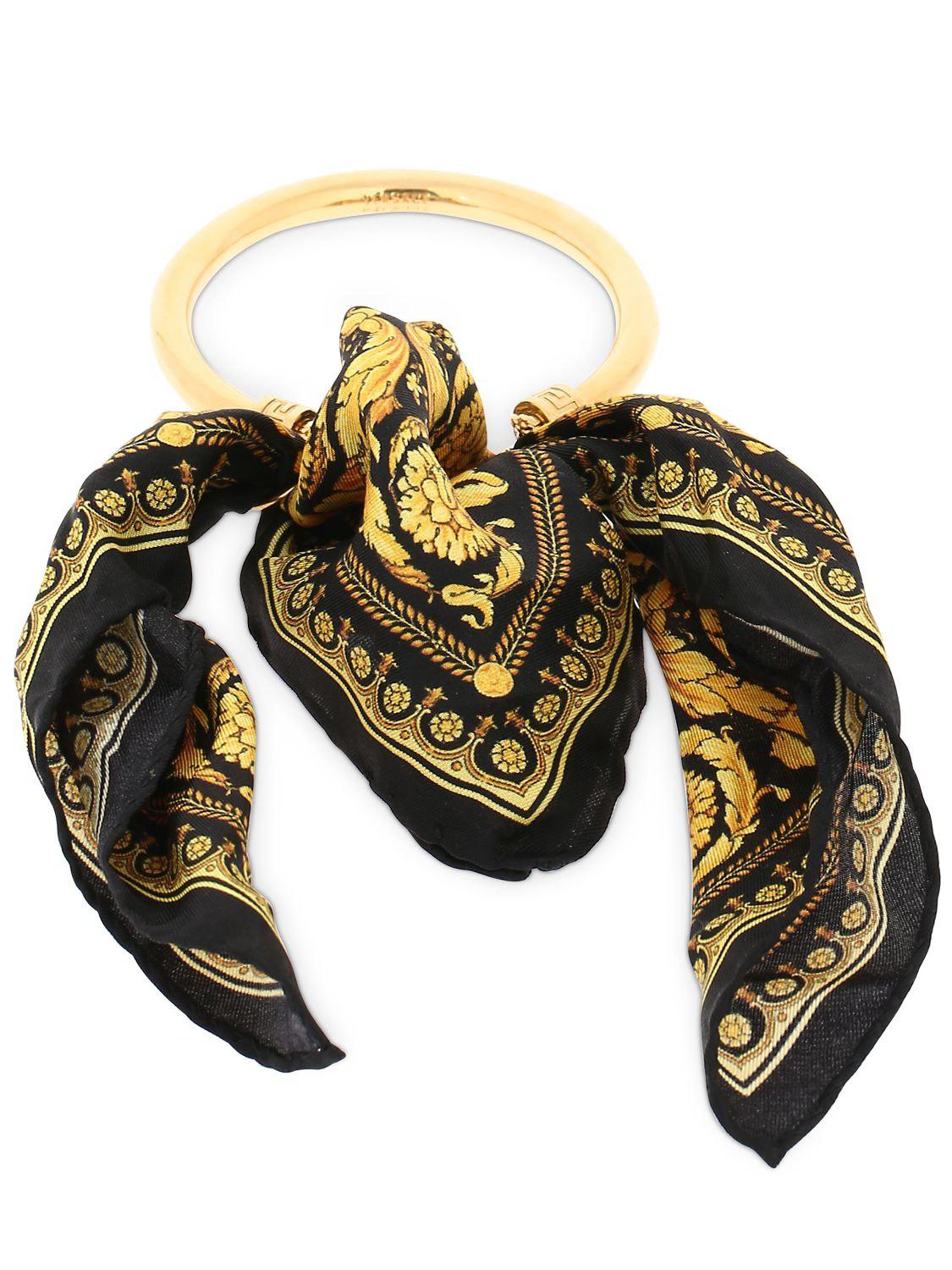 Versace Silk Baroque Scarf Cuff Bracelet in Gold/Black (Metallic) Lyst