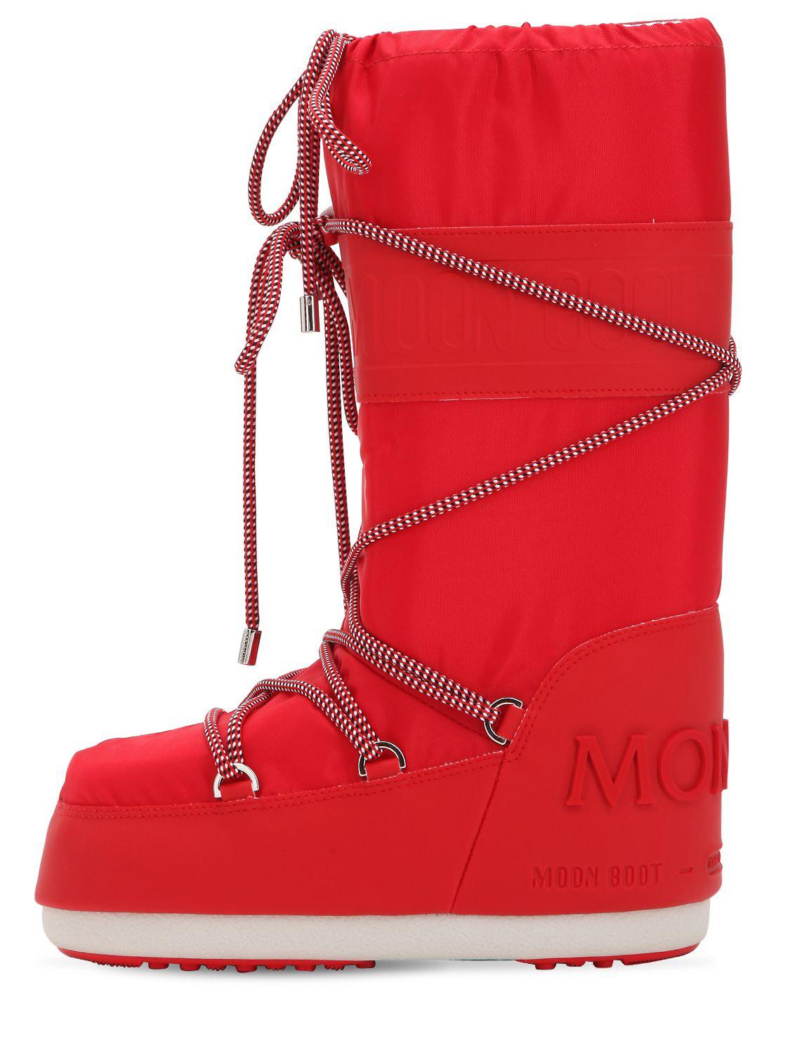 Moncler Saturne Moon Boots High in Red | Lyst