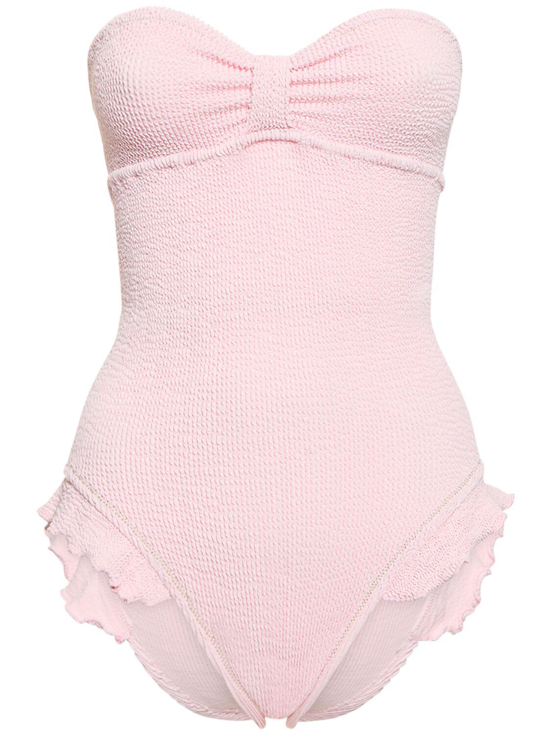 Strapless ruffle one piece deals swimsuit