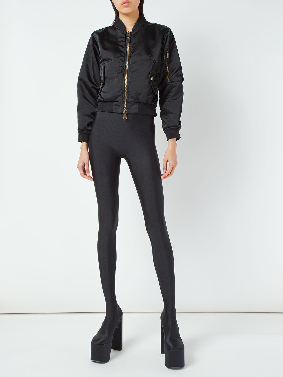 Balenciaga Shrunk Nylon Bomber Jacket in Black | Lyst