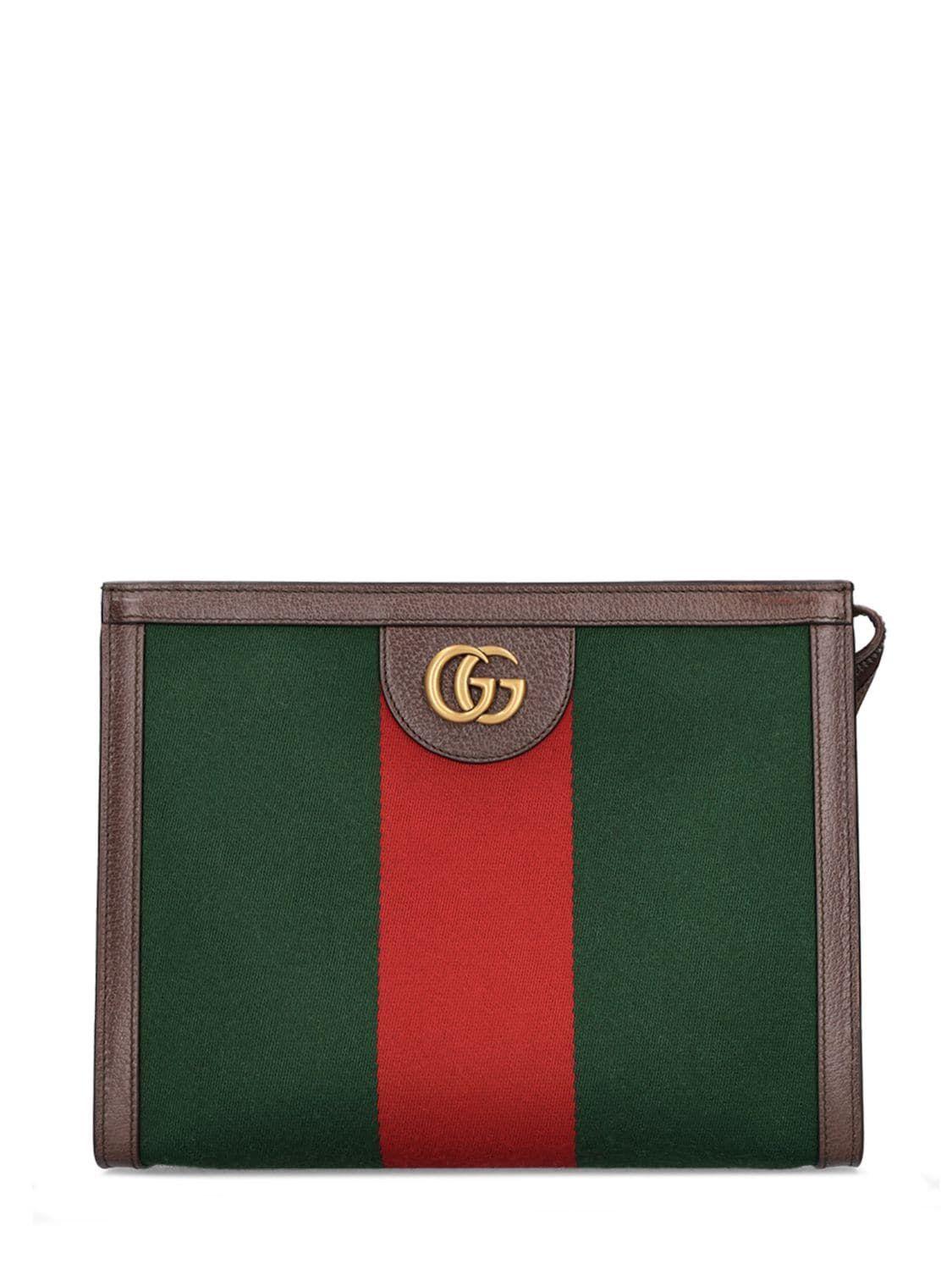 Gucci Web GG Supreme Messenger Bag in Green for Men