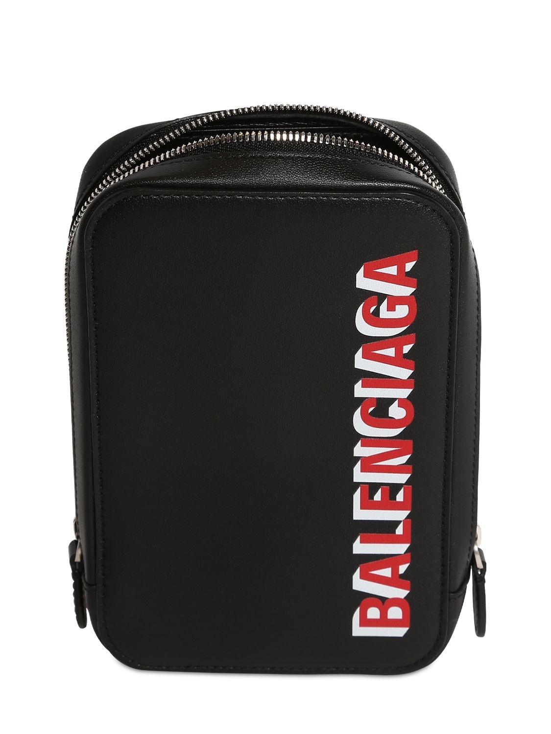 Shopping phone holder leather crossbody bag Balenciaga Black in Leather -  31524980