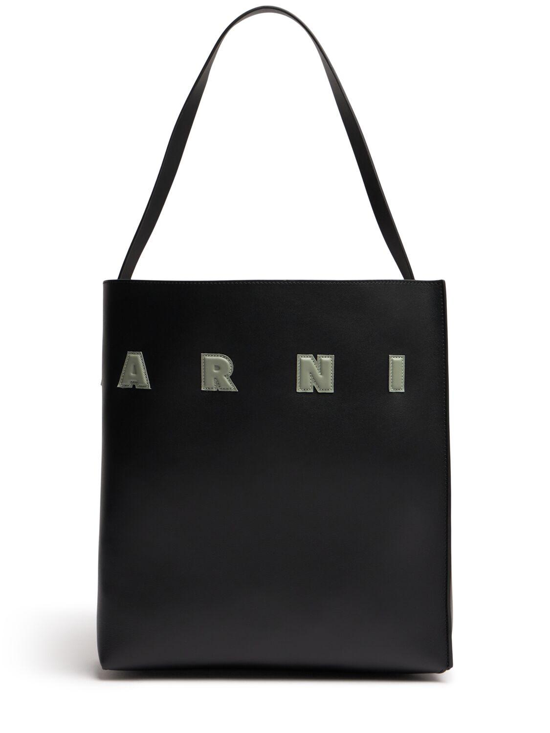 Marni レディース ブラック Medium Museo レザートートバッグ トートバッグ