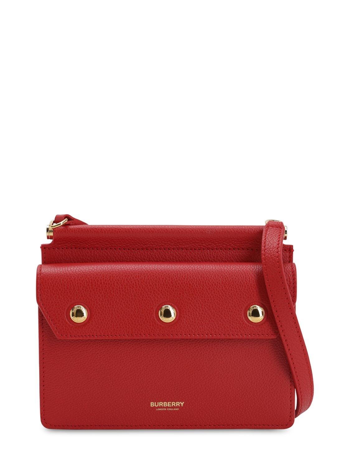 Burberry Baby Title Pocket Leather Shoulder Bag in Bright Red (Red 