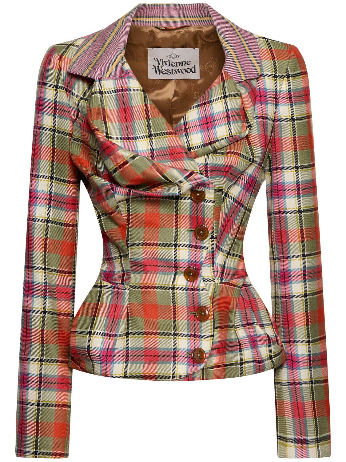 ジャケット Vivienne Westwood Drunken Jacket With Tartan Wool Pattern Vivienne Westwood Drunken Wool Tartan Jacket in Brown | Lyst