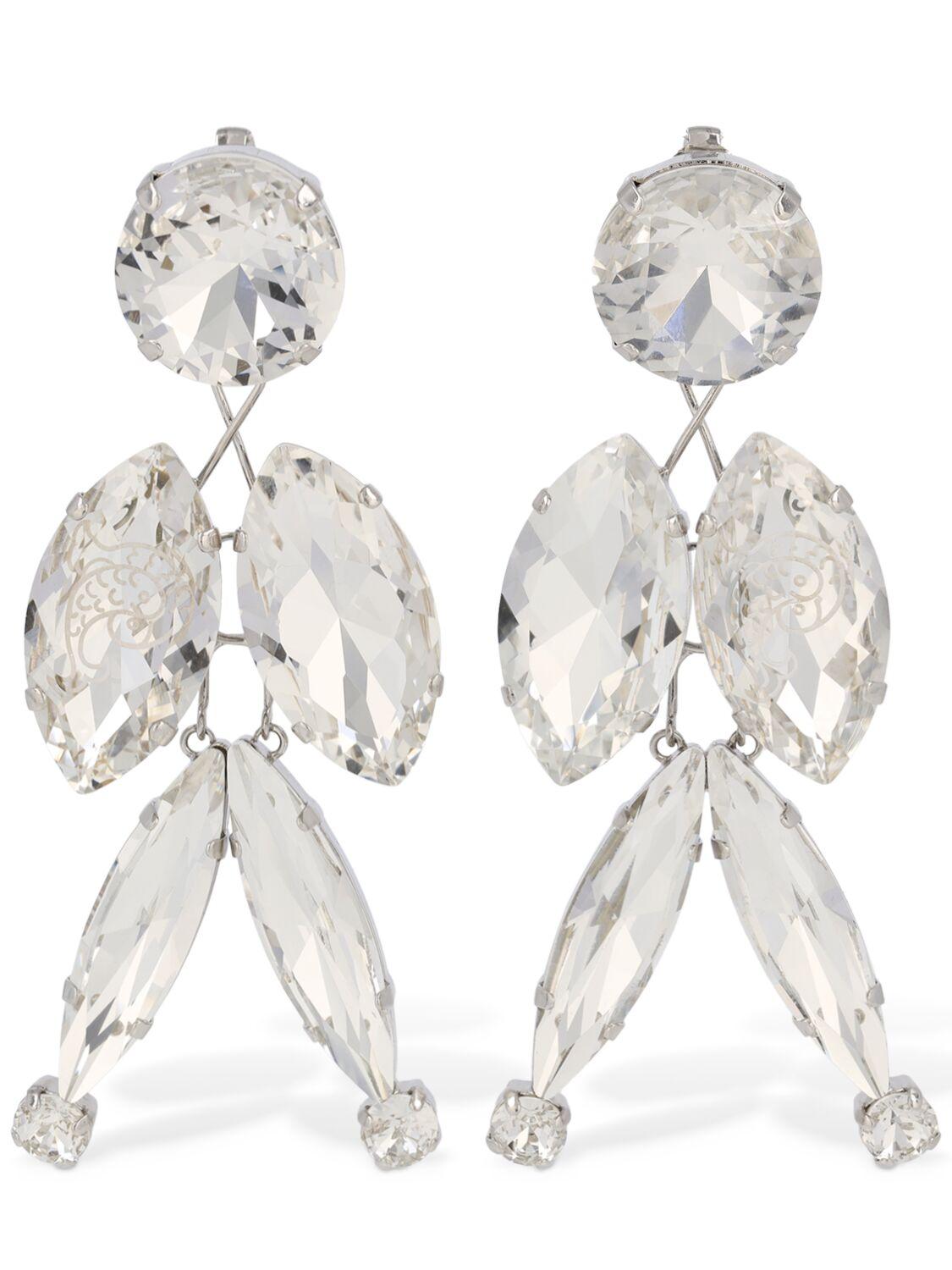 Emilio Pucci Crystal Cascade Clip on Earrings in White Lyst