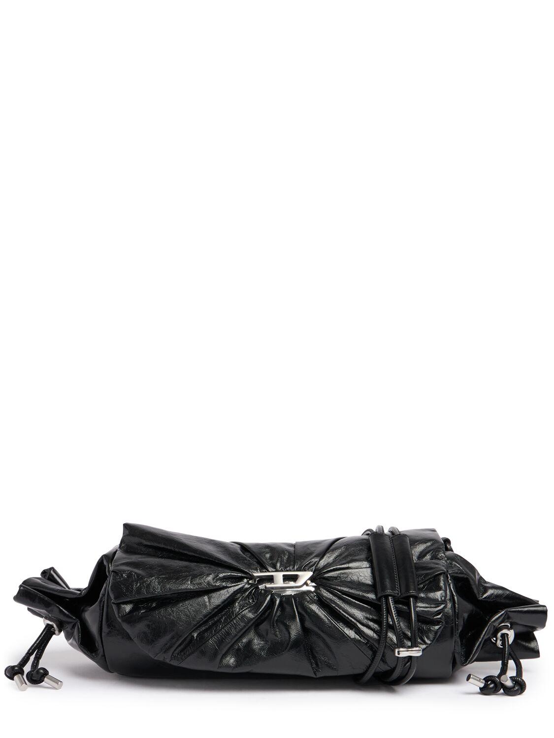 DIESEL Medium Scrunch-d Leather Shoulder Bag in Black | Lyst