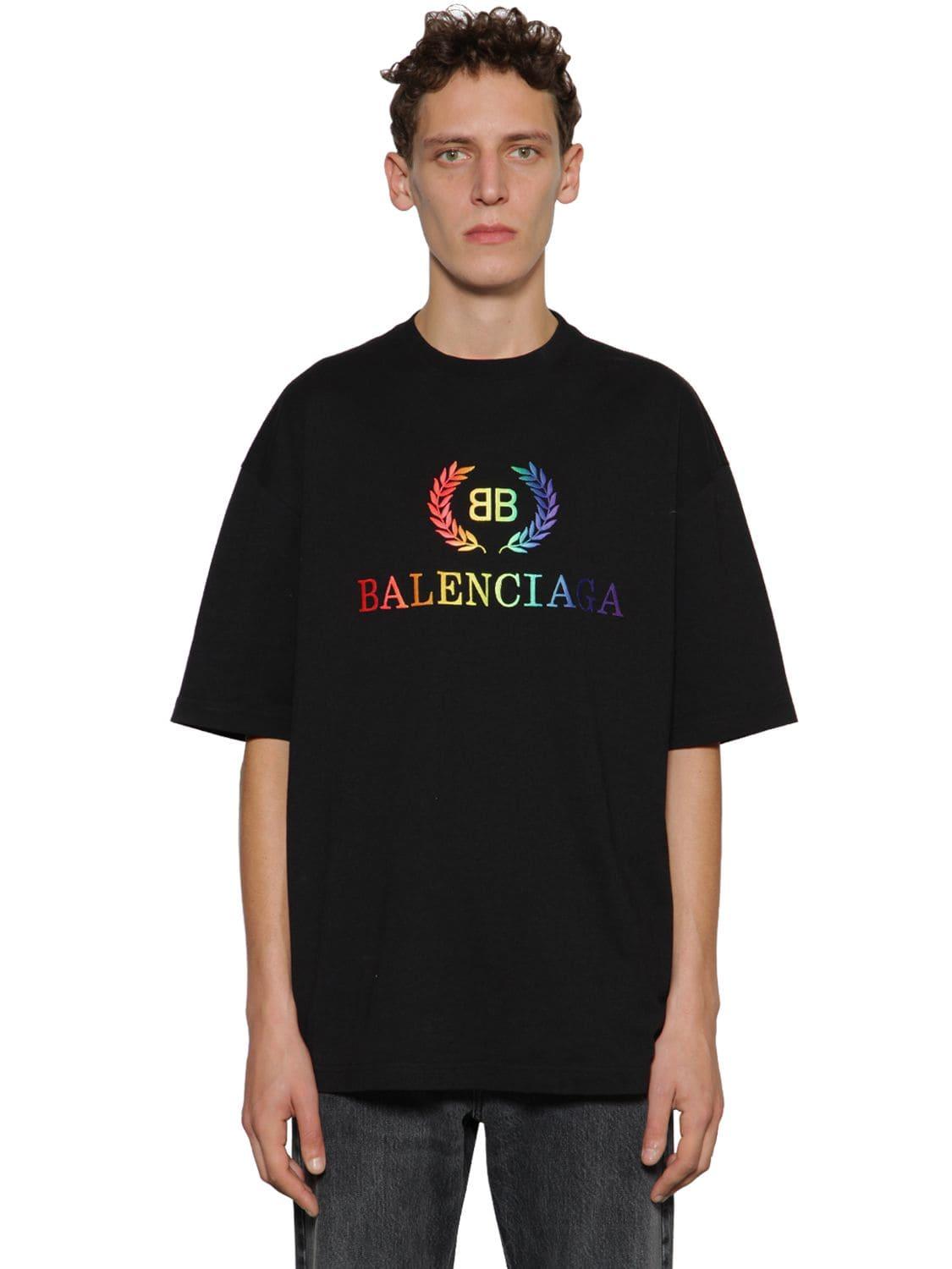 balenciaga t shirt black rainbow