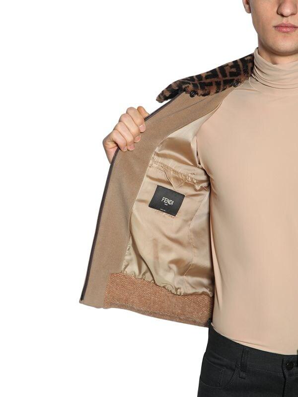 Fendi Brown Logo Monogram Knit Mink Detail Bomber Jacket S Fendi | The  Luxury Closet