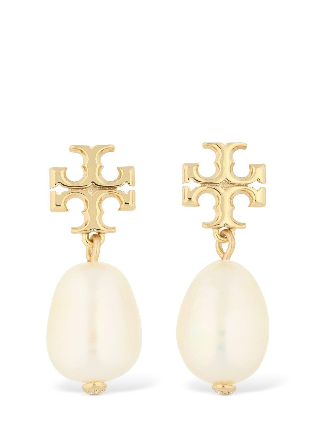 Tory Burch Kira Pearl Drop Earrings in White/Gold (White) | Lyst