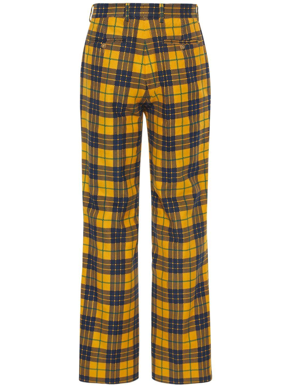 Gucci Cotton Tartan Pants in Yellow for Men | Lyst