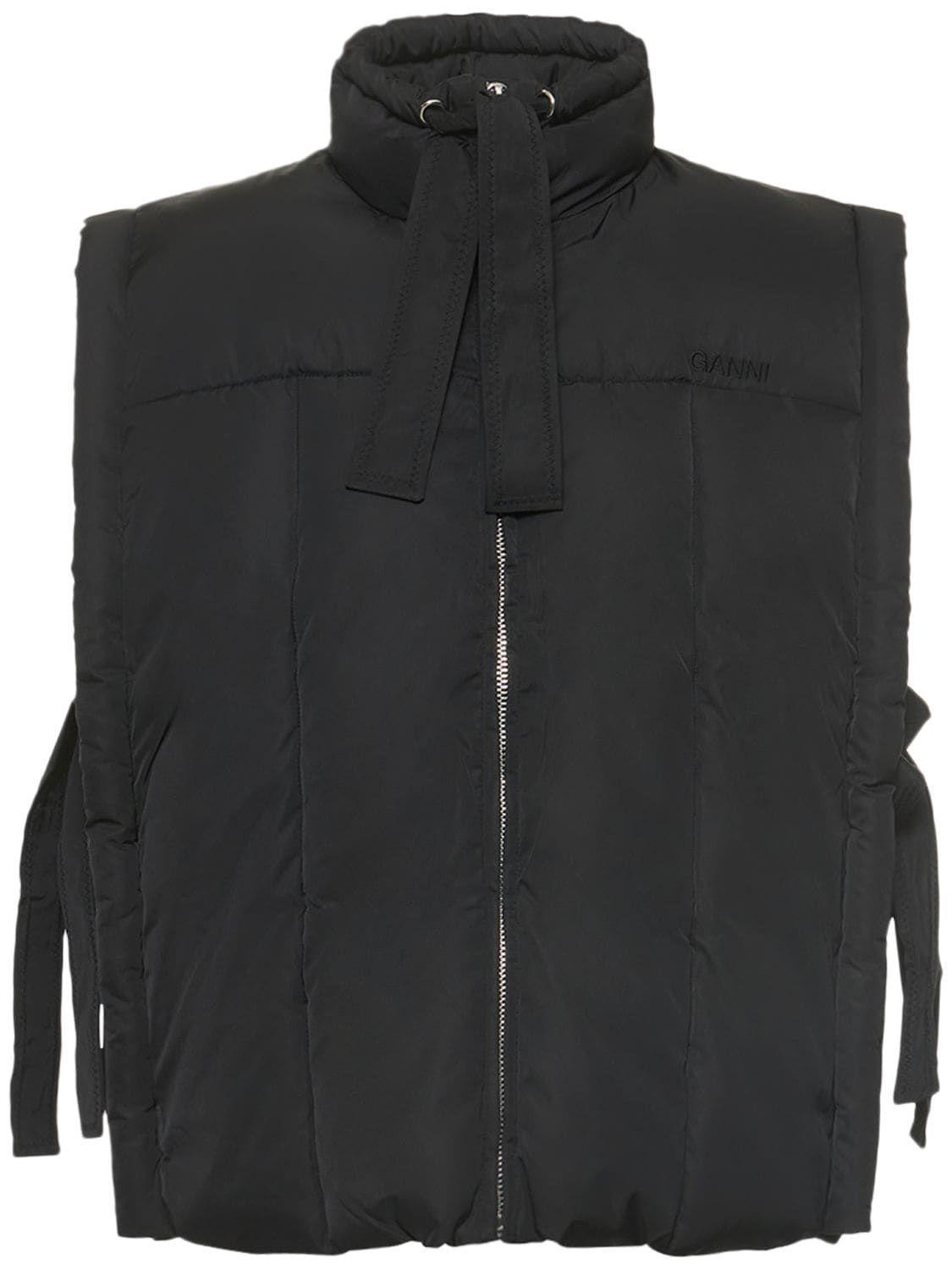 Ganni Shiny Oversized Puffer Vest in Black | Lyst