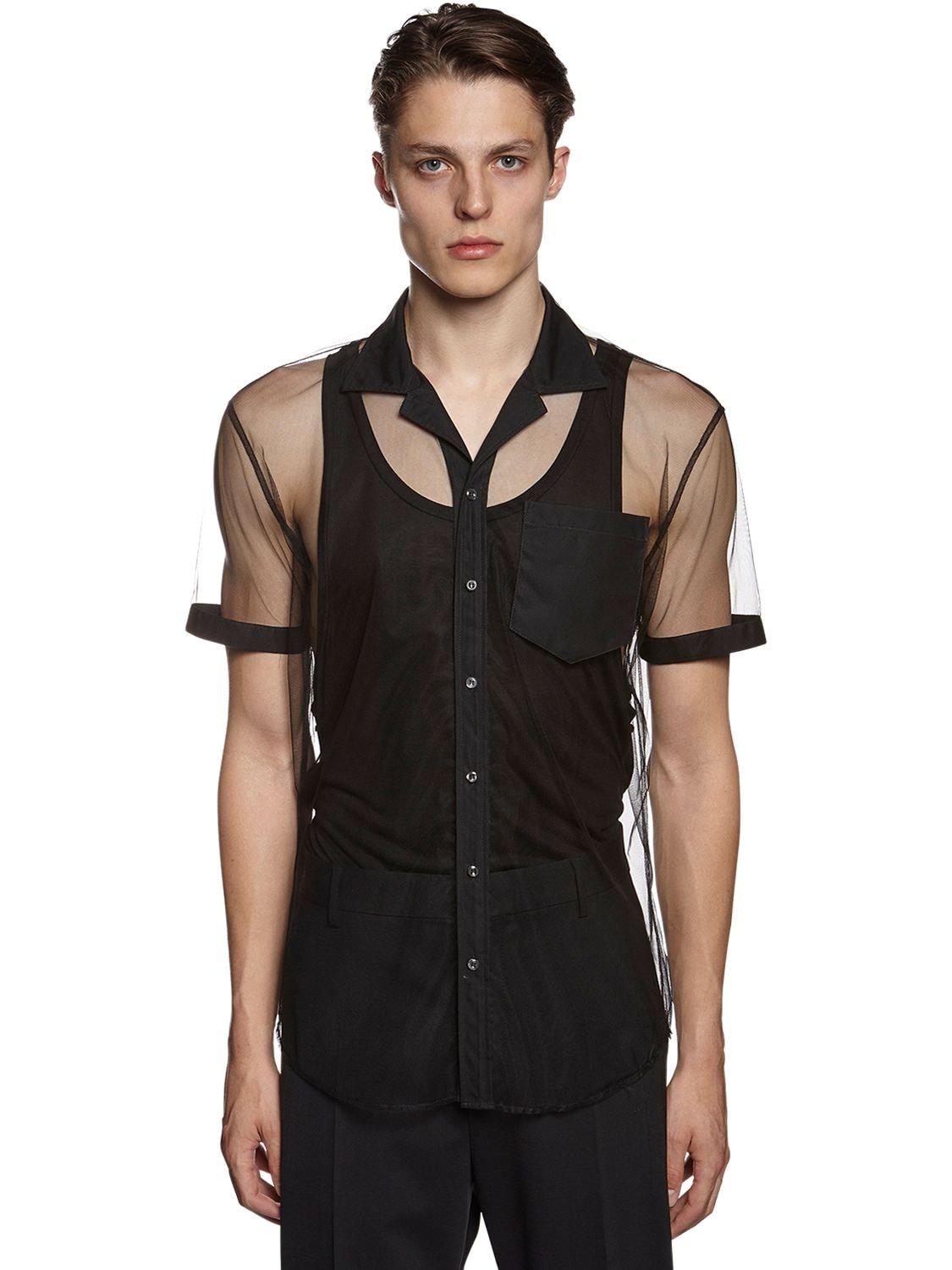 Dsquared2 floral-embroidered tulle shirt - White