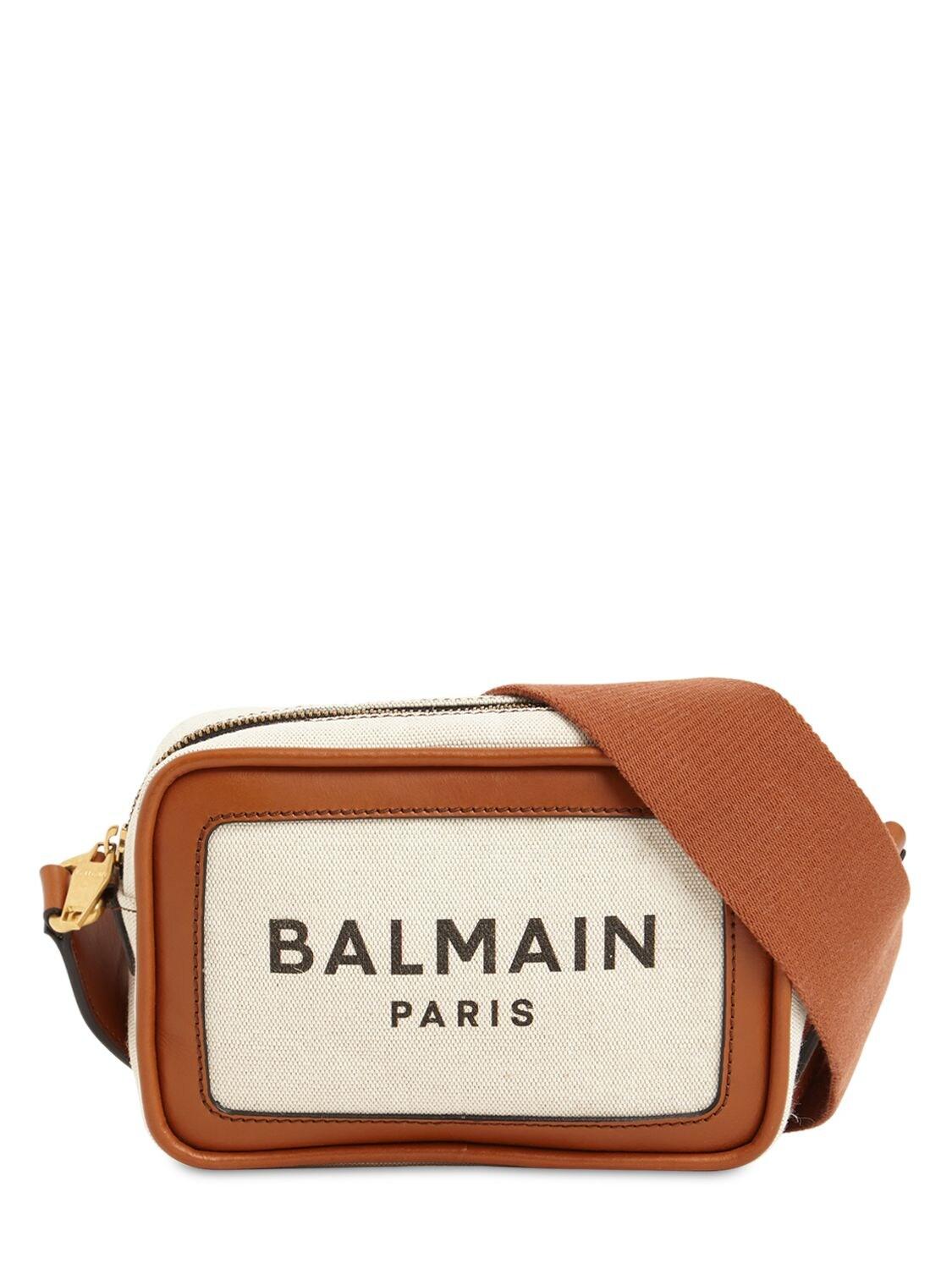 Balmain Barmy Canvas & Leather Camera Bag in Natural Lyst
