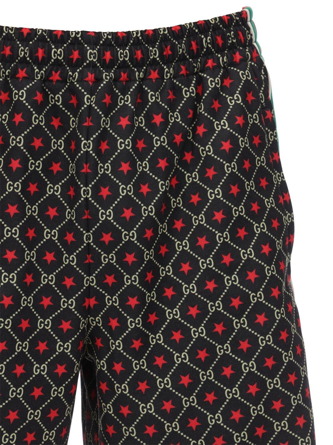 Gucci Gg Logo Cotton Blend Track Shorts in Black/Green (Black) for Men