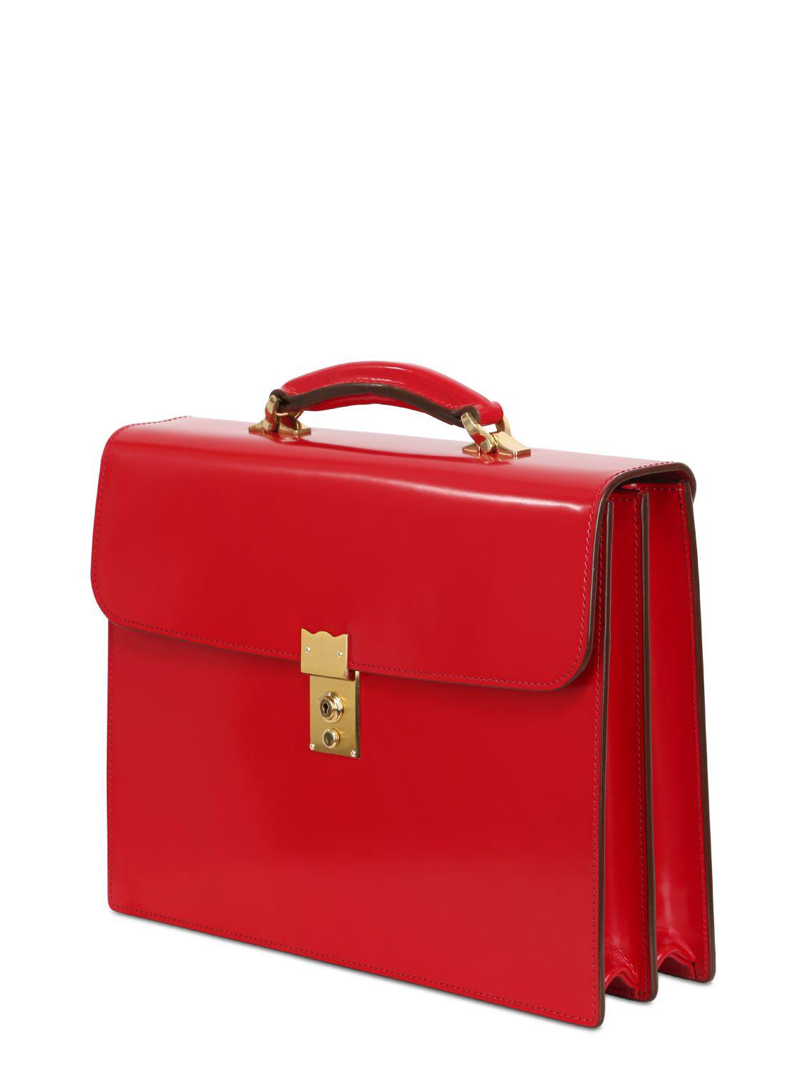 Ohba Cordovan Leather Briefcase in Red for Men Lyst