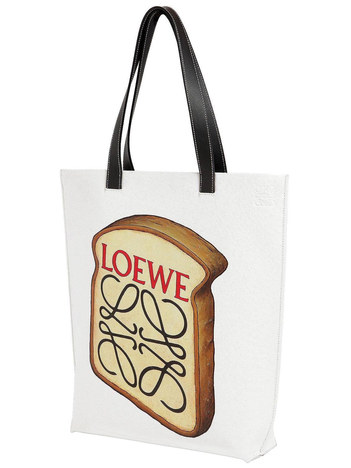 Loewe Toast Printed Cotton Canvas Tote 