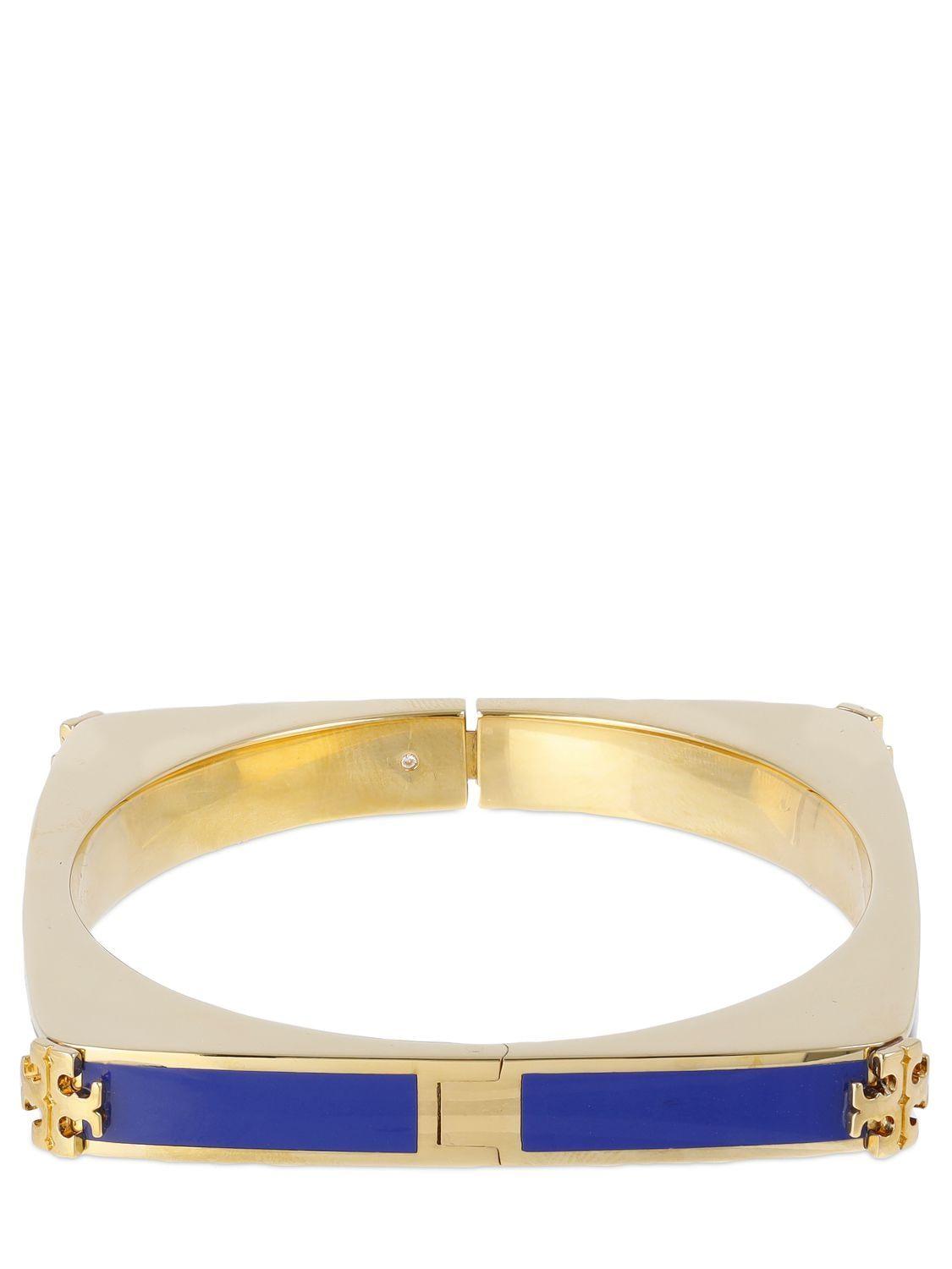 Tory Burch Kira Enamel Hexagonal Bangle Bracelet in Blue Lyst