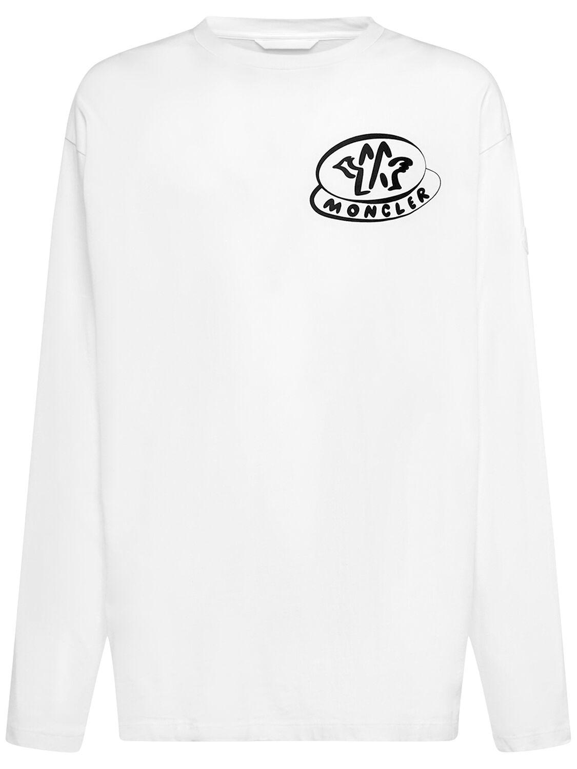 Moncler white shop logo t shirt