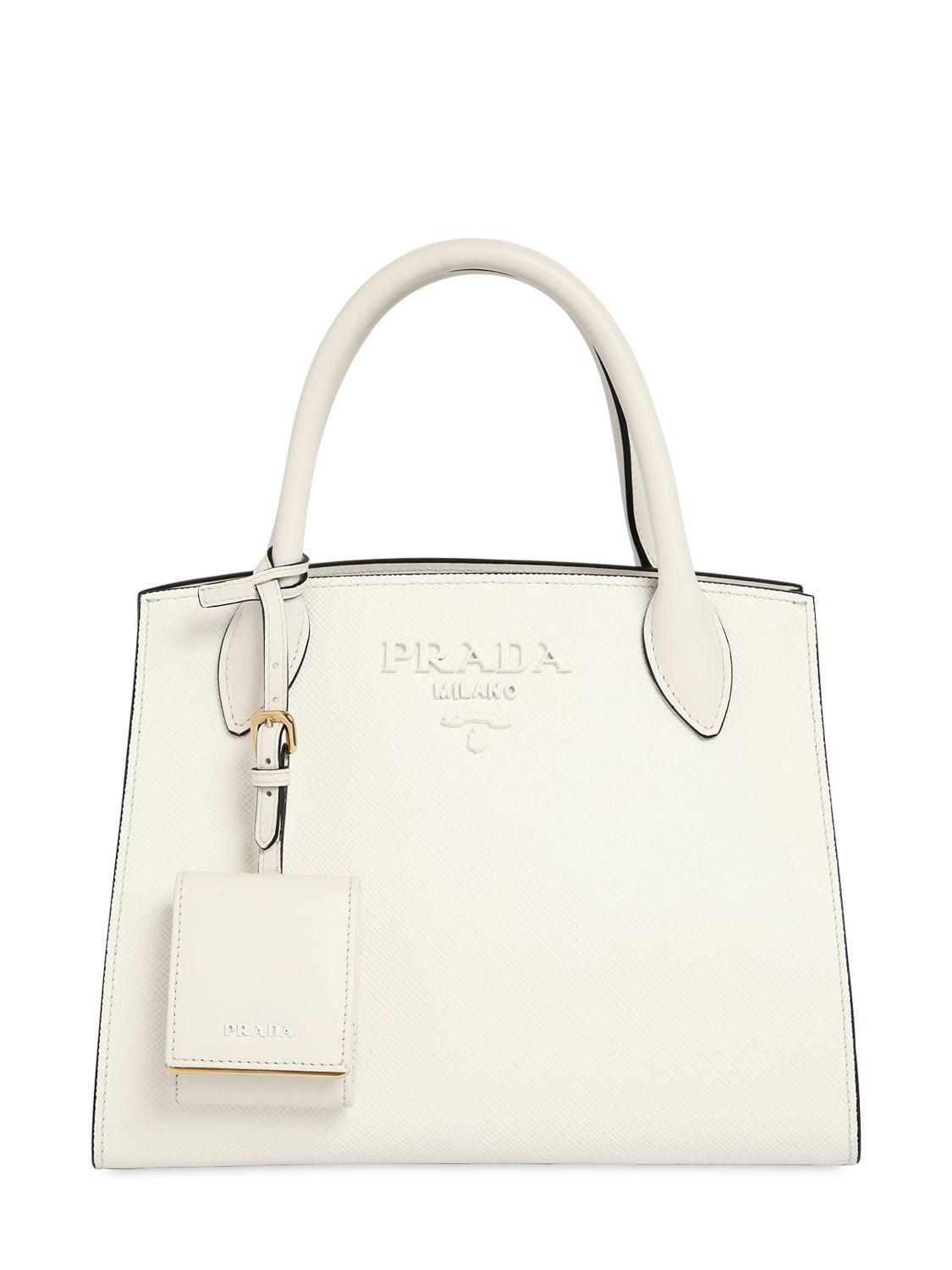 Lyst Prada Small Monochrome Saffiano Leather Bag In White Gallery
