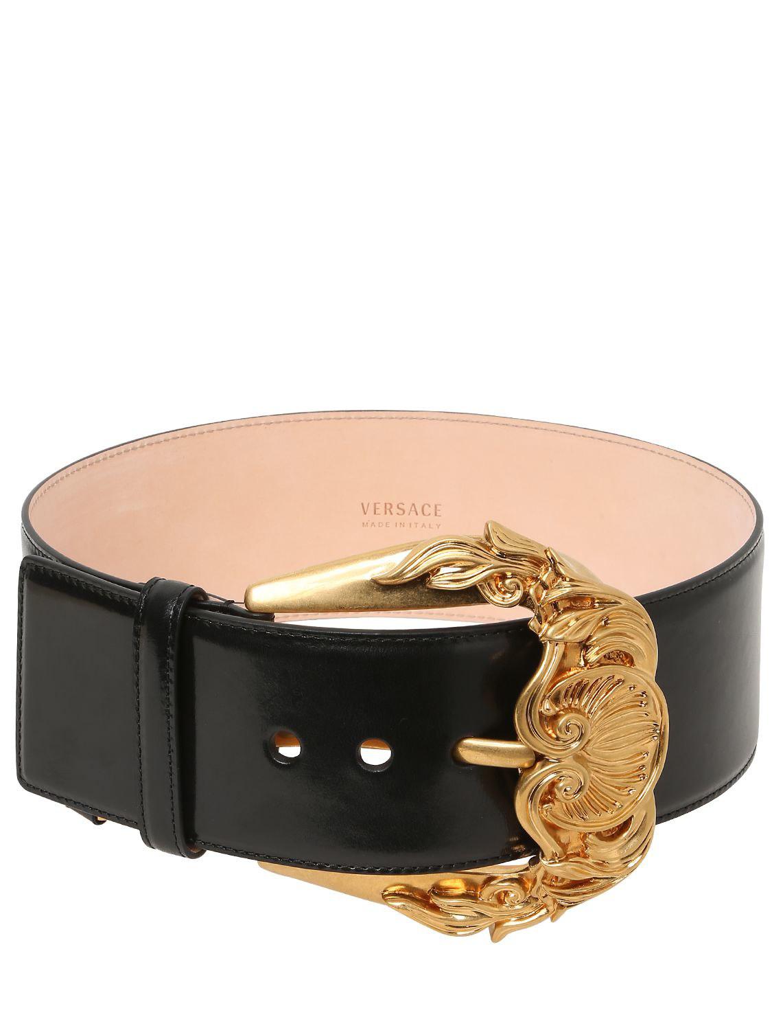Versace 70mm Leather High Waist Belt in Black - Lyst