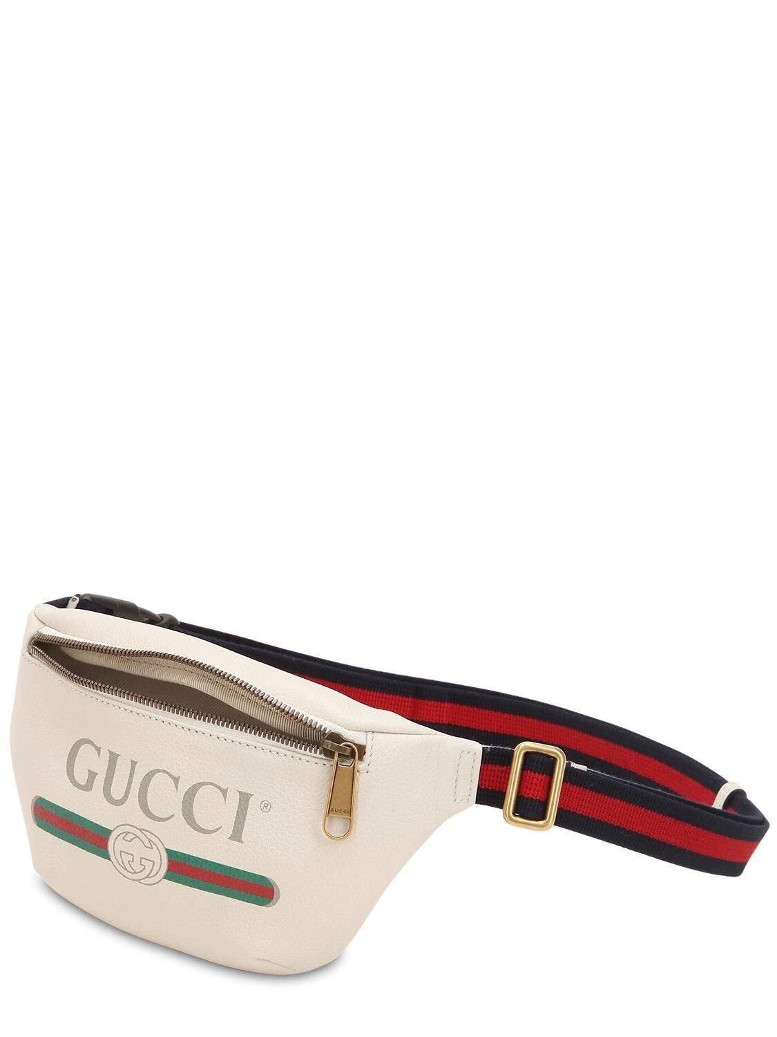 Gucci Print Leather Belt Bag in White for Men | Lyst