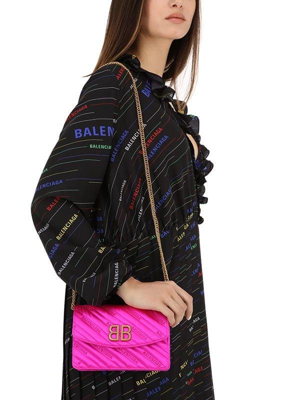 Balenciaga Satin Jacquard BB S Round Shoulder Bag - FINAL SALE