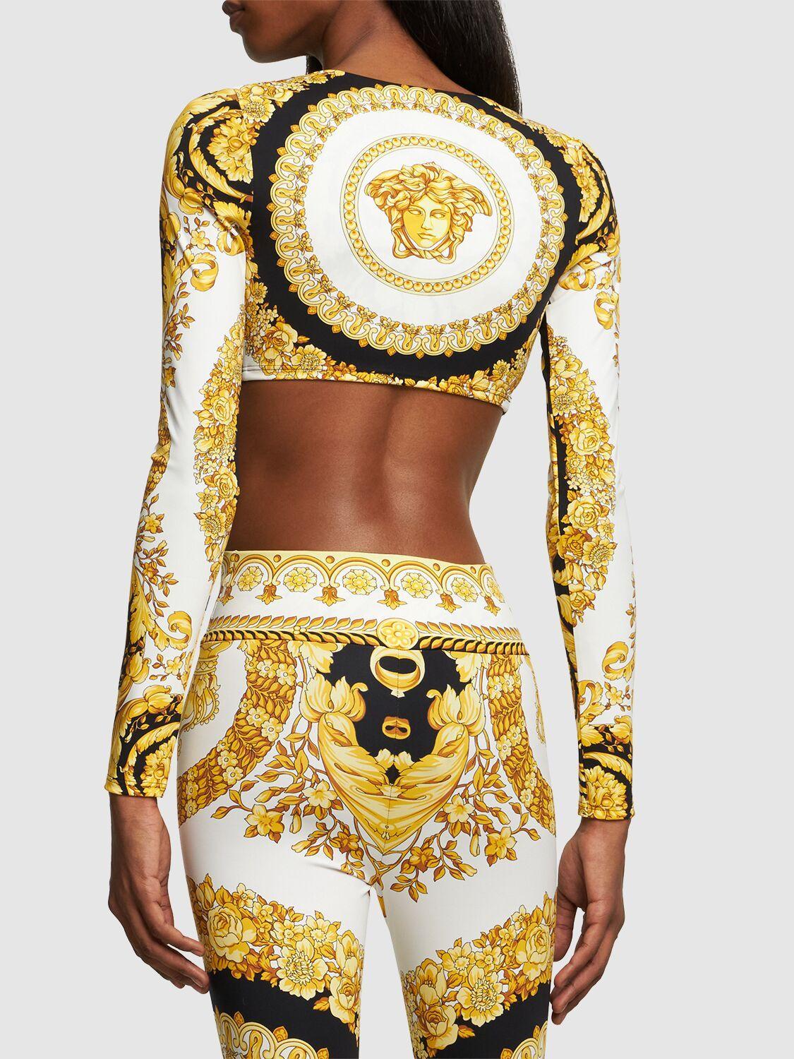 Barocco Printed Jersey Crop Top