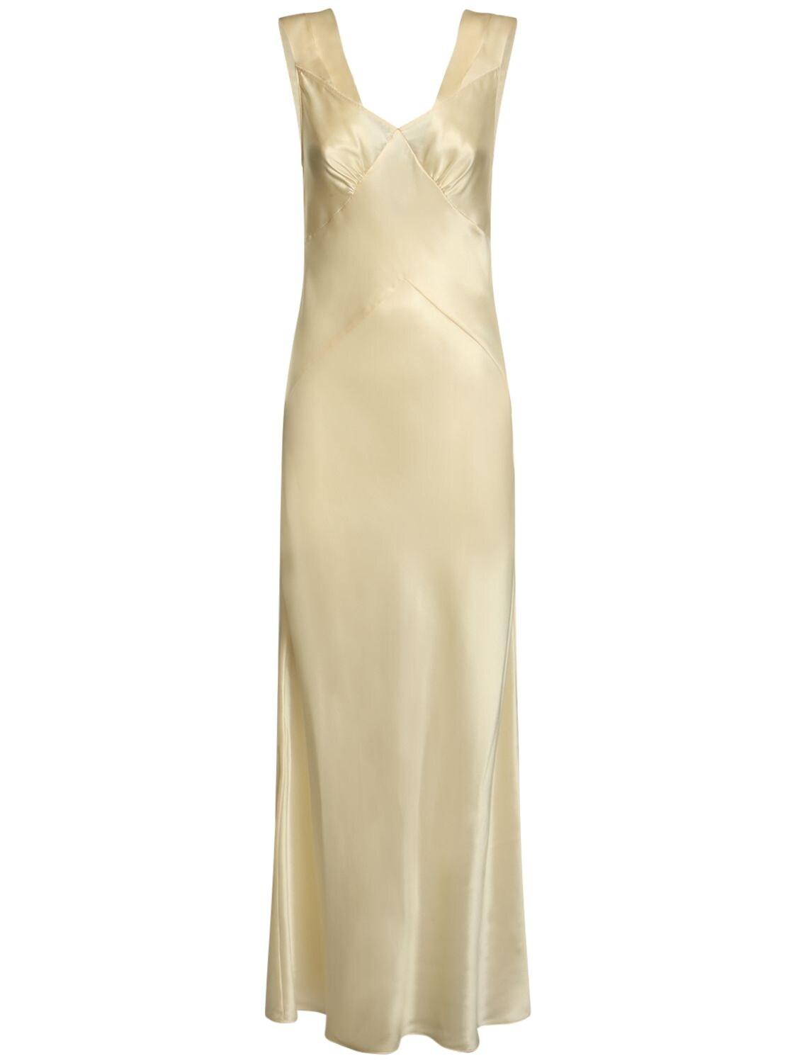 取寄約7日間 Aspesiレディース ナチュラル シルクサテンスリップドレス 回転式でこの価格