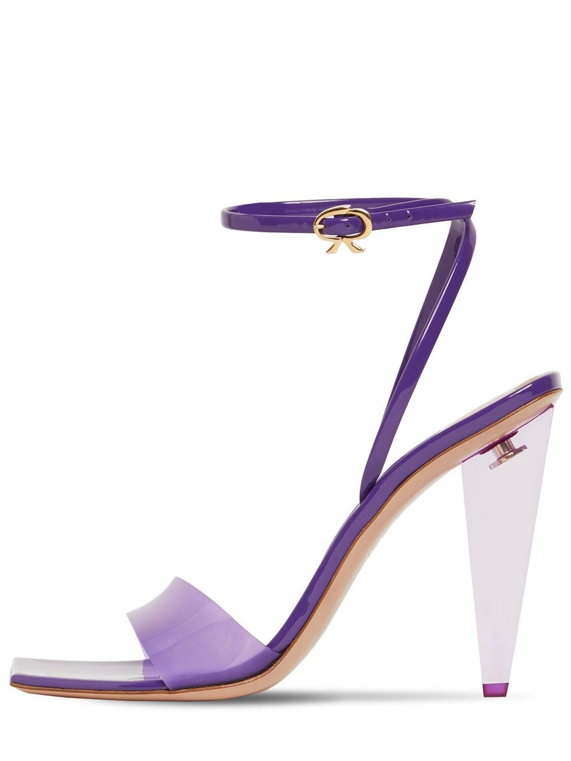 Gianvito Rossi 105mm Odyssey Plexi & Patent Sandals in Violet 