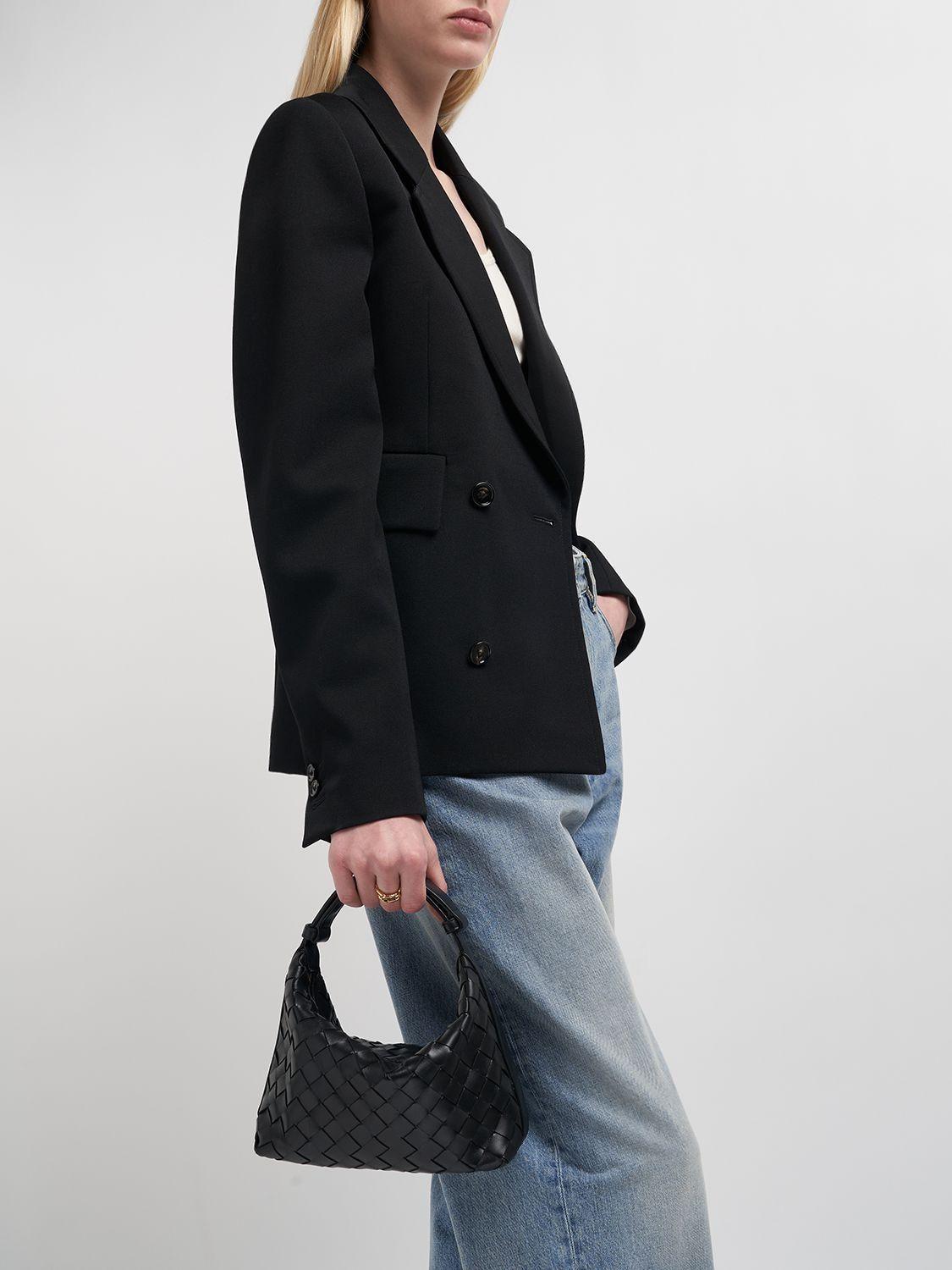Bottega Veneta Mini Wallace Leather Shoulder Bag in Black