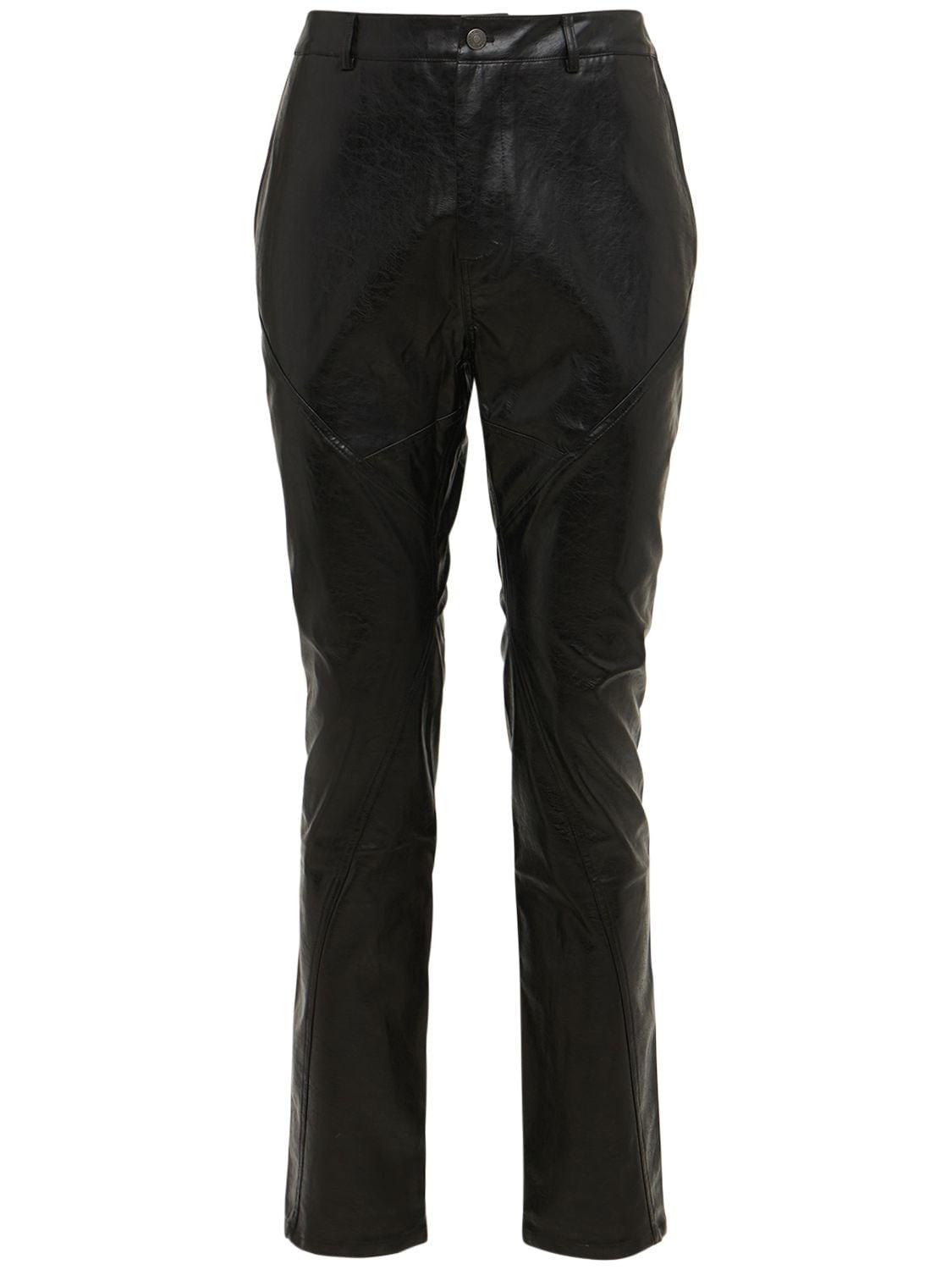 Jaded London Men's Black Paneled Cracked Faux Leather Jeans